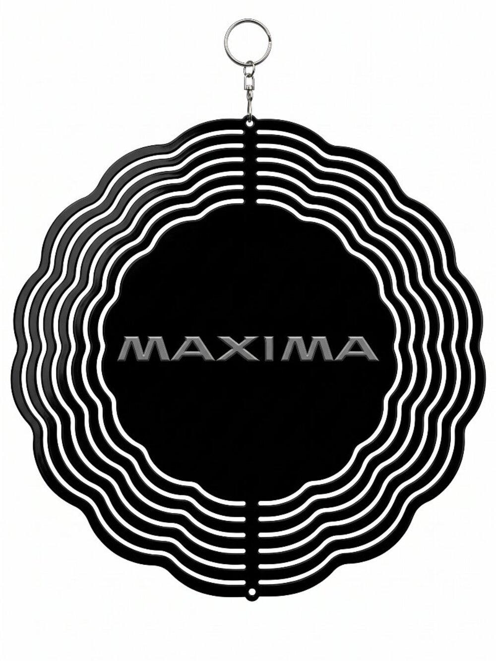 10" Nissan Maxima Blackout Kinetic Wind Spinner - Black Metal Yard Decor